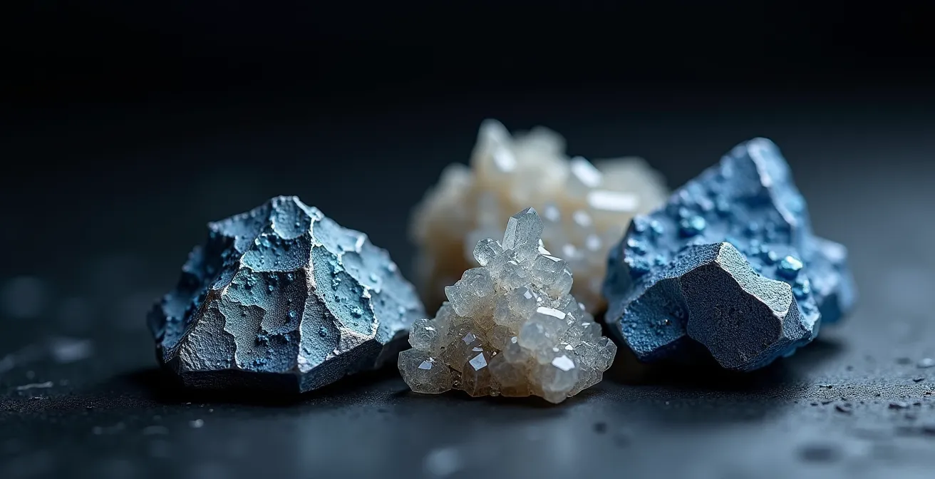 Makroaufnahme von Lithium- und Kobaltmineralien für die Energiewende