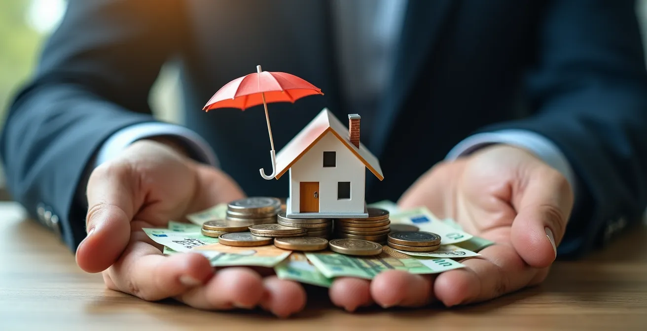 Symbolische Darstellung der finanziellen Absicherungsstrategie für Immobilienkreditnehmer