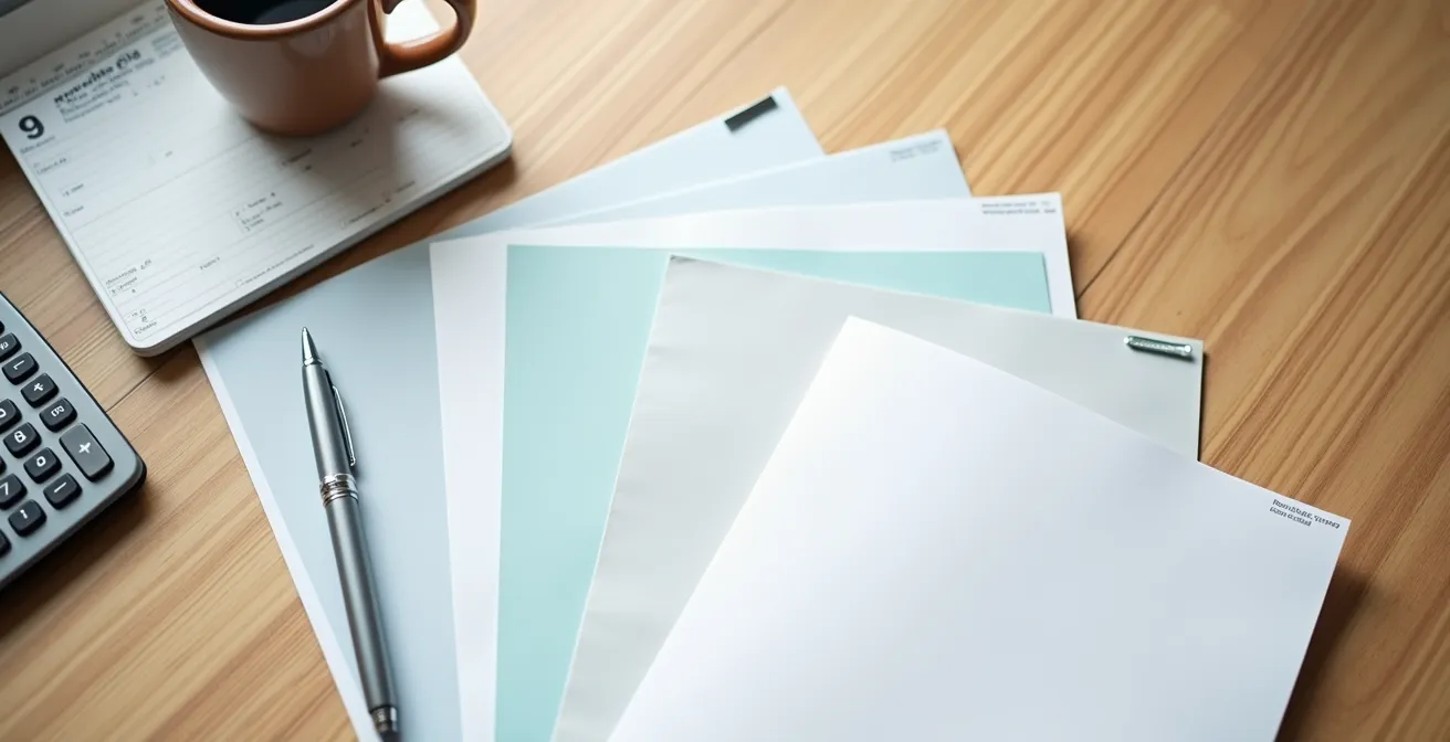 Ordentlich arrangierte Kreditunterlagen auf einem Schreibtisch