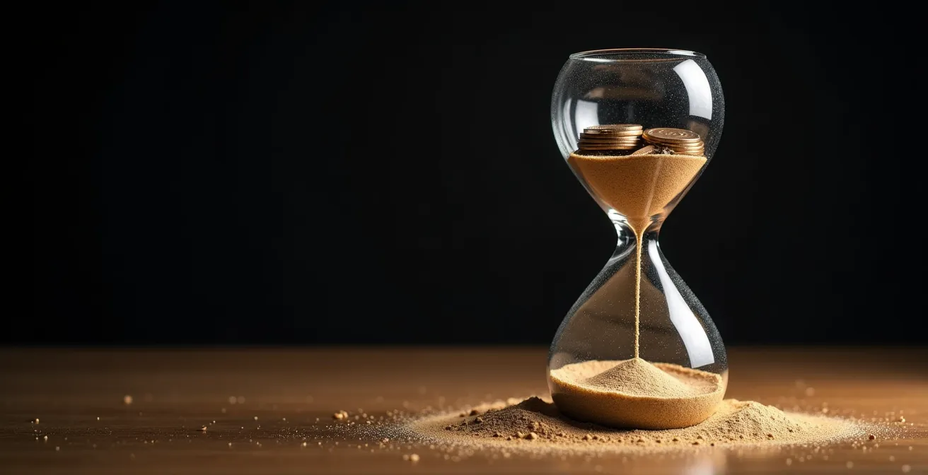 Visualisierung des schleichenden Wertverlusts von Sparguthaben durch Inflation in Deutschland